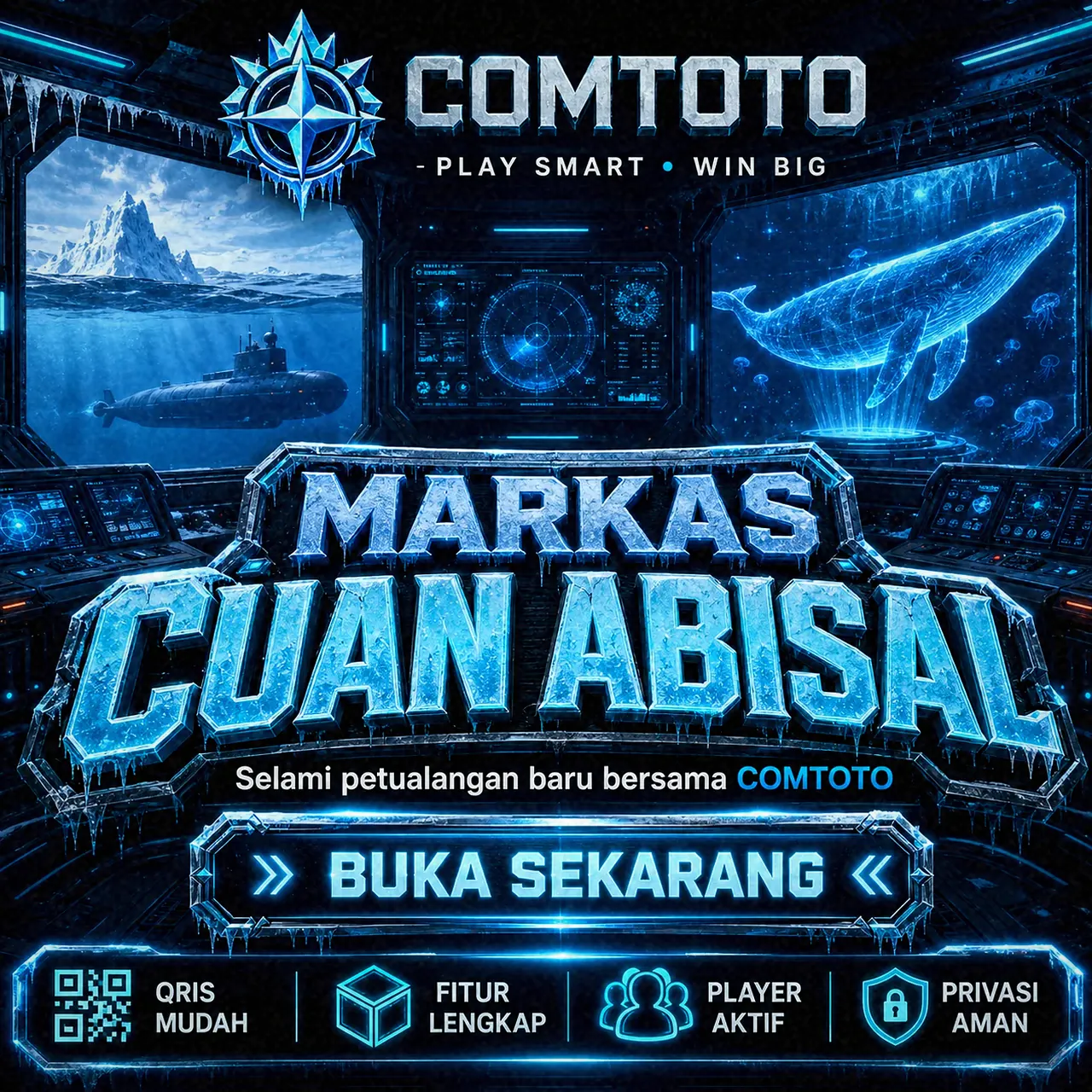Ilustrasi dua jalur pendaftaran akun COMTOTO: lewat website dan lewat chat/bot